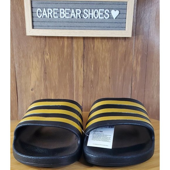 Adidas Mens Adilette Aqua Slides / Sandal Shoe Black/Gold EG1758 Sz 13